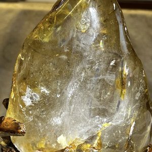 Smokey Quartz Enhydro Specimen on Custom Wooden Plinth